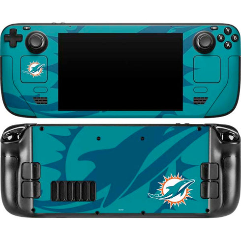 NFL Miami Dolphins Double Vision Steam Deck Handheld Gaming Computer Skin